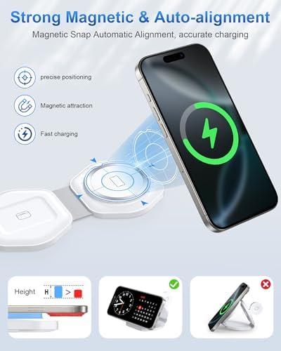 Ultimate 3-in-1 Magnetic Wireless Charging Station for Apple Devices – Foldable Travel Charger for i Phone 16/15/14/13/12 Pro Max, Apple Watch & Air Pods – Fast, Efficient, and Stylish Power Solution for On-the-Go Charging