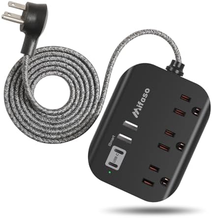 Maximize Your College Dorm Experience with a 15 Ft Power Strip Featuring USB Ports – Flat Extension Cord for Multi-Device Charging, Ideal Desk Accessory for Travel and Cruise Ships, Non-Surge Protector for Enhanced Compatibility and Speed