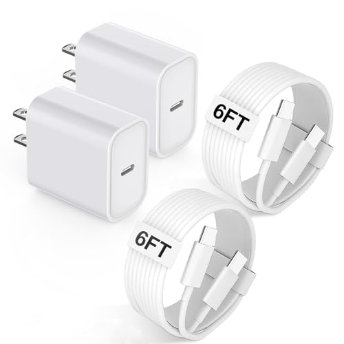 Ultra-Compact 20 W PD USB C Fast Charging Duo: Dual Wall Charger Set with High-Speed Cables for i Phone 16/15 & i Pad Compatibility – Streamlined Portability, Enhanced Safety Features, and Rapid Power Delivery for Everyday Use
