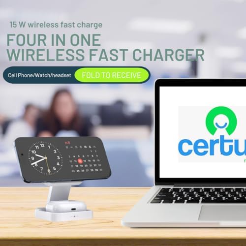 Ultimate 3 in 1 Wireless Charging Station for i Phone 16, 15, 14 Pro Max, Apple Watch & Air Pods – Fast Qi-Certified Dock for Android Devices, Sleek Bedside Solution for Efficient Multi-Device Charging
