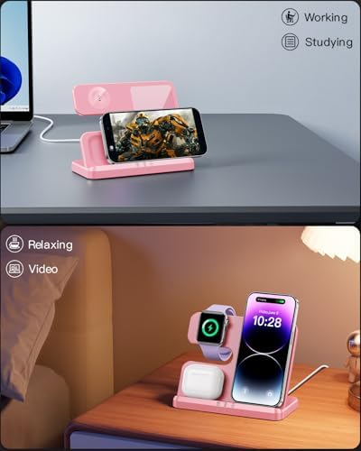 Optimized 3-in-1 Wireless Charging Station for Apple Devices – Fast and Efficient Charger for i Phone 11-16, Apple Watch & Air Pods – Sleek Multi-Device Dock with Enhanced Safety Features for Tangle-Free Power Solutions
