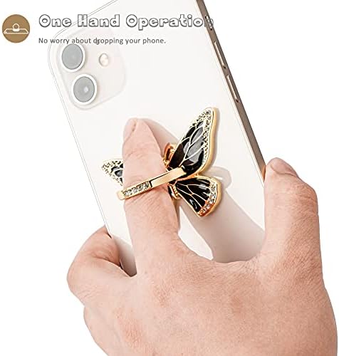 Glitter Butterfly Phone Ring Grip Holder – 360-Degree Rotating Kickstand for i Phone, Samsung Galaxy & Android – Stylish Rhinestone Design for Enhanced Durability and Comfort – Perfect Gift for Women and Girls – Secure Adhesive for Optimal Grip – Versatile Stand for Video Calls, Streaming & More