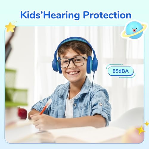 Transform Your Child’s Audio Adventures with Ear Fun K3 Kids Over-Ear Headphones – Engineered for Safe Listening with Volume Limiting, Exceptional HD Stereo Sound, and Travel-Friendly Foldable Design in Vibrant Blue – Ideal for School, Stylish for Every Young Explorer with Enhanced USB-C Compatibility!