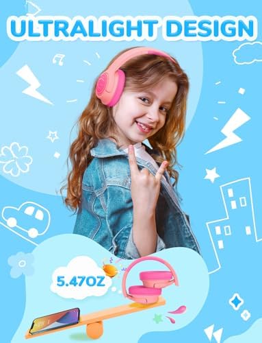 i Clever Kids Headphones: Safe 85 d B Volume Limit, Ergonomic Foldable Design, Superior Stereo Sound, 3.5 mm Jack Compatibility – Ideal for Travel, School & Home Use – Stylish Blue-Green for Boys & Girls