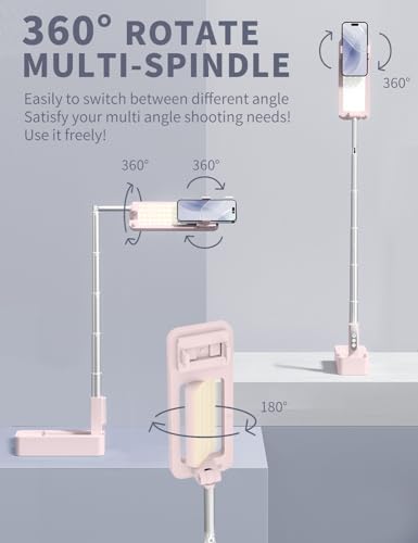 Overhead Phone Stand for Recording,Overhead Phone Mount, Foldable/Extendable/Rechargeable Phone Stand with Light&Wireless Remote, for Photo/Vlog Kit/Tiktok/Unboxing Video,Cooking.v10 – Enhanced Compatibility and Speed