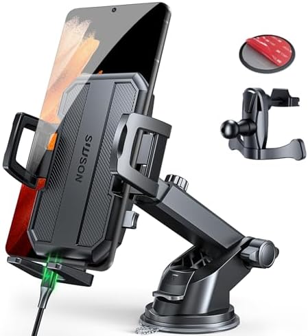 Versatile 360° Adjustable Car Phone Holder Mount – Ultimate Dashboard, Windshield & Vent Stand for i Phone 16, 15 Pro Max & Samsung – Secure Anti-Slip Grip for Safe Hands-Free Navigation & Effortless One-Hand Operation – Enhanced Compatibility for All Smartphone Models