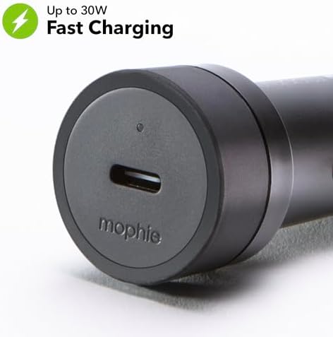 Mophie Eco-Friendly 30 W USB-C Car Charger – Rapid Charging Solution with LED Status Indicator & Universal AUX Compatibility for All Devices – Sustainable Power on the Go