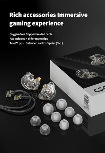 Elevate Your Sound Experience with FEDAI TRN CS4 In-Ear Headphones – Cutting-Edge Dual Dynamic Drivers for Superior Hi-Fi Stereo Sound, Effective Noise-Cancelling Technology, Ergonomically Designed for Comfort, and Unmatched Device Compatibility – Ideal for Audiophiles, Musicians, and Gamers Seeking Crystal Clear Audio Clarity on the Go