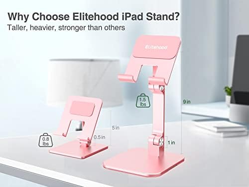 Revolutionize Your Workspace with the elitehood Aluminum i Pad Stand – Ultra-Stable, Adjustable Tablet Holder for Home & Office, Compatible with i Pad Pro 12.9, i Pad Air, Mini 6/5/4/3 in Sleek Black – Enhance Comfort & Productivity Effortlessly