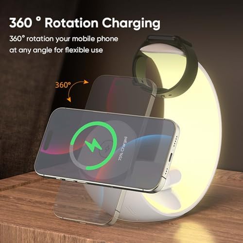 All-in-One 3 in 1 Wireless Charging Station for Apple Devices – Fast Magnetic Charger Stand for i Phone 15/14/13/12/11/10/9/8/SE, Apple Watch, Air Pods – Sleek, Compact Design with Enhanced Safety Features