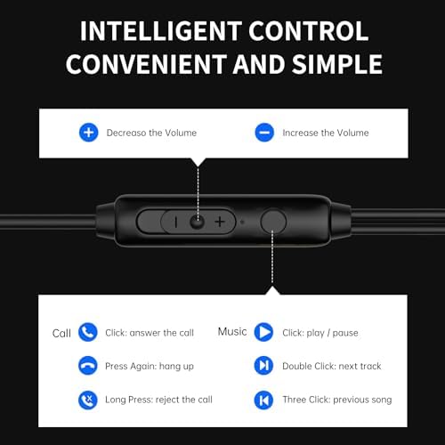 Viken Wired Earbuds with Microphone and Volume Control – Premium Heavy Bass Stereo Earphones for Noise Isolation – Universal 3.5 mm Jack Compatibility for i Pad, Laptop, MP3, and Phones – Ergonomic In-Ear Headset for Enhanced Sound Quality and Comfort