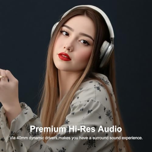 Sleek Silver Premium Bluetooth Over-Ear Headphones with Microphone – Ultimate Versatility for Wireless and Wired Listening, 32-Hour Extended Playtime, Lightweight Foldable Design Perfect for Sports, Gym, Home, and Office Use – Seamless Compatibility with i OS, Android, and Laptops