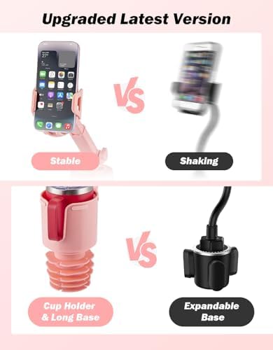 JOYTUTUS Premium 360-Degree Rotation Cup Holder Phone Mount for Car – Universal Smartphone Adapter with Long Arm & Easy Installation for Enhanced Driving Safety and Convenience – Compatible with i Phone, Samsung & All Smartphones