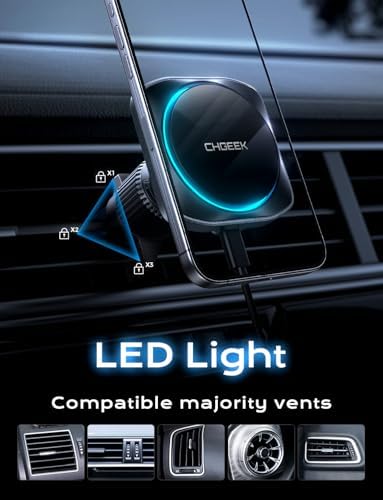 15 W Mag Safe Car Mount Charger for i Phone 16/15/14/13 – Fast Wireless Charging with Magnetic Holder – Versatile Vent, Windshield, or Dash Mount for Ultimate Convenience – Enhanced Cooling Technology & Seamless Compatibility with Mag Safe Cases – Stay Connected Safely on the Road