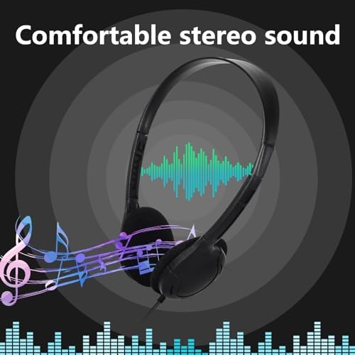 Bulk 10 Pack Kids Headphones for Classroom Use – Durable Wired Audio Solution with Adjustable Fit and Universal 3.5 mm Jack – Perfect for Enhanced Learning and Fun for Children of All Ages – Tangle-Free Comfort for Toddlers to Teens