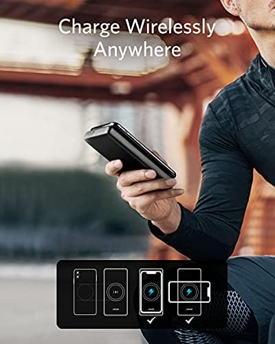 Anker Power Core III 10,000 m Ah Wireless Portable Charger – Qi-Certified 10 W Fast Wireless Charging & 18 W USB-C Quick Charge for i Phone 14 Series, i Pad, Air Pods & More – Ultimate Portability with Enhanced Device Compatibility and Safety Features
