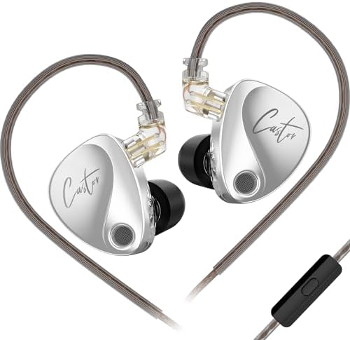 KZ Castor Hi Fi Dual Dynamic Driver Earbuds – Ergonomic In-Ear Headphones with Tunable Sound Profile, 0.75 mm Detachable Cable, Premium Silver Design for Enhanced Audio Quality and Comfort, Perfect for Music Lovers and Professionals