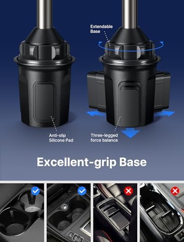 JSAUX Universal Cup Holder Mount for Foldable Phones – Adjustable Cradle Compatible with i Pad Mini, Samsung Galaxy Z Fold Series, Pixel 9 Pro, and Xiaomi Mix Fold – 360-Degree Rotation for Safe, Hands-Free Use in Cars and Trucks – Durable, Easy-Install Car Accessory for Enhanced Navigation and Streaming Experience