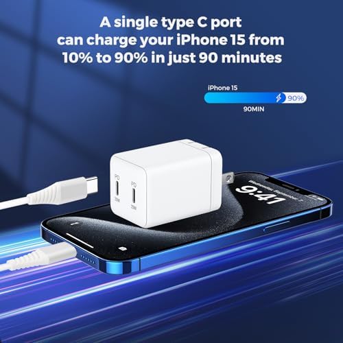 Power Up Anywhere: 20 W Dual Port Foldable Charger Bundle for i Phone 15/16 & Type C Devices – Includes 6.6 ft Fast Charging Cable for Ultimate Flexibility & Performance – Compact Design for Easy Storage and On-the-Go Convenience