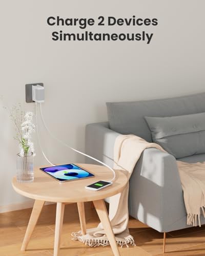 Revolutionary 40 W Fast Charging Portable USB Phone Charger Block with Retractable 31.5-inch Lightning Cable – Compact Wall Adapter with USB-C Port and Foldable Plug for i Phone 14/13/12, Perfect for Travel and Everyday Use