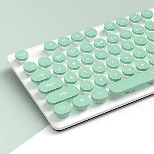Transform Your Workspace with the Surmen Pink Retro Typewriter Keyboard – Backlit, Quiet & Full-Size 104 Keys for Effortless Typing and Style, Perfect for Home and Office Use!