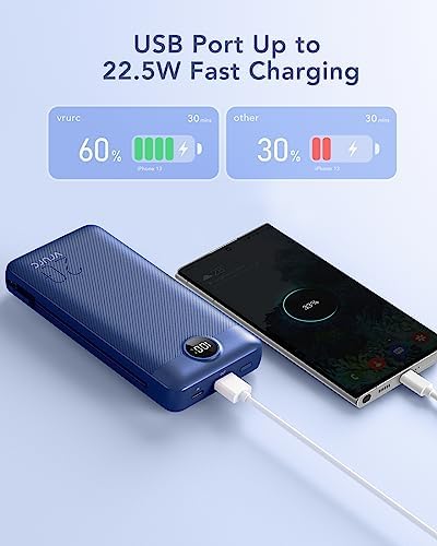 VRURC 20000 m Ah Pink Portable Charger – Fast Charging Power Bank with Built-in Wall Plug & Cables, LED Display, 4 Outputs & Dual Inputs for Effortless Travel Charging Solutions, Ideal for Busy Lifestyles and Enhanced Device Compatibility