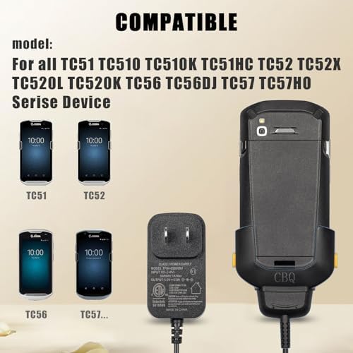 CBQ TC51 Charger Cable for Zebra TC51 TC52 TC56 TC57 TC510 TC510K TC52X TC520L PDA Barcode Scanners Charger（with Plug adaptors. – Enhanced Compatibility and Speed