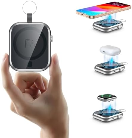 Ultra-Fast 10000 m Ah Magnetic Power Bank with Detachable Lanyard – 3-in-1 Wireless Charger for i Phone 12/13/14/15/16, Apple Watch & Air Pods – Compact Portable Battery Pack with 22.5 W PD Charging for Ultimate Device Compatibility and Convenience
