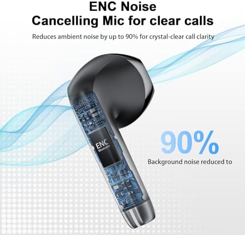 HOIFA Advanced Bluetooth 5.4 Wireless Earbuds – Immersive Hi-Fi Stereo Sound, 48-Hour Playtime, IP7 Waterproof for Active Lifestyles, Enhanced ENC Noise Cancelling Mic, LED Battery Indicator, Ergonomic Comfort for Professionals and Music Enthusiasts