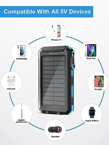 Ultimate 38800 m Ah Waterproof Solar Power Bank – High-Capacity Outdoor Charger with Dual USB-C Ports & Integrated LED Flashlights for i Phone, Samsung, i Pad – Perfect for Camping, Hiking, and Outdoor Adventures