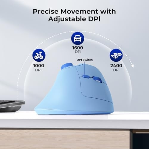 seenda Purple Ergonomic Vertical Wireless Mouse – Rechargeable Dual Bluetooth & USB Connectivity, Multi-Device Compatible with Quiet Clicks & Volume Control Knob for Windows, Mac, PC & Laptop – Comfort & Style Combined