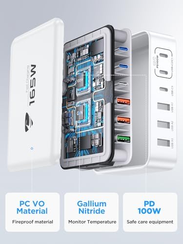 Powerful 240 W USB-C Charging Hub – Ultra-Compact 7-Port Ga N Charger for Fast Multi-Device Charging – Perfect for Mac Book Pro, i Phone, and Samsung Laptops – Efficient, Safe Power Solution for Home, Office, and Travel Adventures