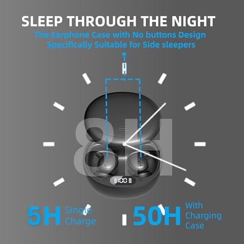 Ultra-Light M73 Sleep Earbuds for Side Sleepers – Ergonomic Noise-Cancelling Mini Earphones with 50-Hour Battery Life, Superior Call Clarity, and Elegant White Finish – Elevate Your Sleep with Comfort and Versatile Device Compatibility