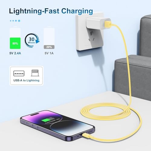 Premium 3-Pack Apple MFi Certified Lightning to USB Charger Cables – 6 FT Durable Fast Charging Cords for i Phone 13/12/11/11 Pro/11 Max/X/XS/XR/XS Max/8/7/6 – Enhanced Performance and Extended Reach for Seamless Device Connectivity