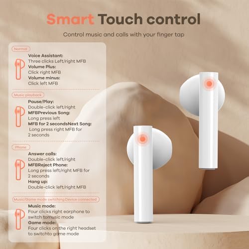 Foxeye Bluetooth 5.4 Advanced Noise Cancelling Earbuds – Ergonomically Designed Wireless Headphones with Touch Controls for Ultimate Comfort and Seamless Connectivity, Ideal for Active Lifestyles and Daily Travel, Compact Charging Case for Enhanced Portability and Quick Access