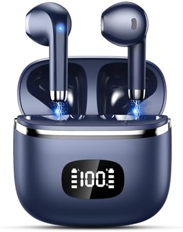 Premium Bluetooth 5.3 Wireless Earbuds – Deep Bass Stereo Sound, 40-Hour Playtime, IPX7 Waterproof, Noise-Cancelling Mic, LED Battery Display – Ultimate Compatibility for i OS & Android Users, Perfect for Active Lifestyles and Uninterrupted Listening