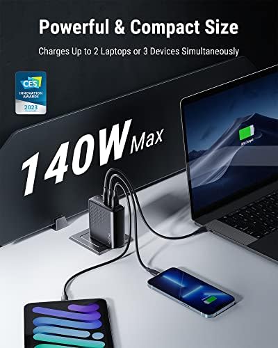 VOLTME 140 W Ultra-Fast USB-C Charger – PD3.1 PPS Ga N Technology, 3-Port Wall Charging Hub for Mac Book Pro/Air, i Pad Pro, i Phone 14/13, Galaxy, Chromebook & Steam Deck – Superior Speed, Enhanced Safety, and Compact Design for Multi-Device Users