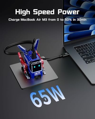 Grava Star 65 W Ga N USB-C Charger: Ultimate 3-Port Power Hub for Rapidly Charging i Phone, Mac Book, i Pad & Laptops – Compact, Foldable Design Perfect for Travel and Tech Enthusiasts – Efficient Wall Charger with Enhanced Versatility for All Your Devices