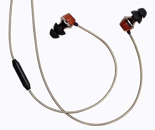 Symphonized ALN 2.0 Premium Genuine Wood Earbuds – Metallic Orange Noise-Isolating In-Ear Headphones with Tangle-Free Cable & Built-in Microphone for Enhanced Audio Compatibility and Immersive Sound Experience