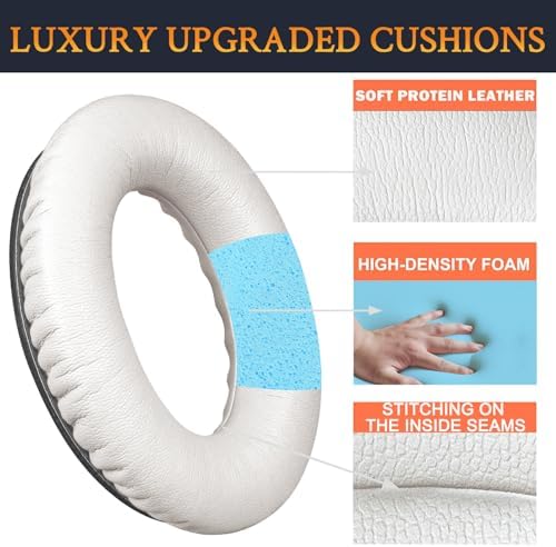 Ultimate Comfort Earpads for Bose QC35 & QC35 II – Luxurious Leather Design with Superior Noise Isolation Foam and Enhanced Thickness for Optimal Listening – Stylish Grey Replacement Cushions to Revitalize Your Headphones