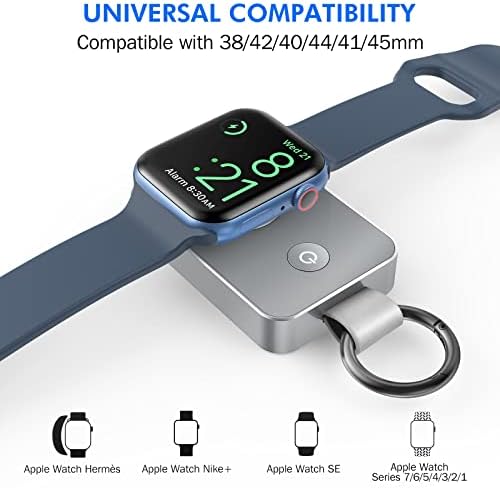i.VALUX Compact Wireless Charger for Apple Watch – Keychain-Friendly 1000 m Ah Power Bank, Fast Magnetic Charging for Series 10/9/8/Ultra/7/6/5/4/3/2/SE – Perfect Travel Companion & Birthday Gift for Her – Sleek White Design