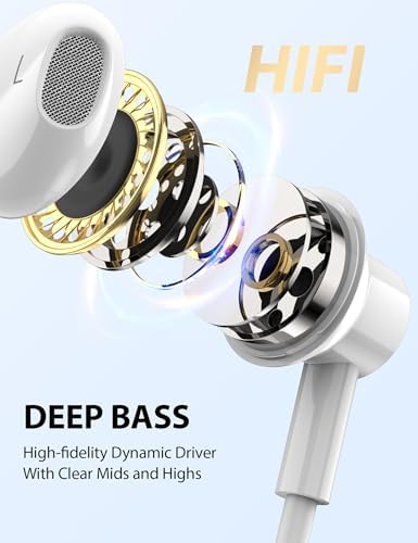 Transform Your Listening Journey with i Mangoo Lightning Earbuds – MFi Certified Magnetic Wired Headphones for i Phone 14/13/12 – Secure Anti-Drop Design with Built-in Microphone and Volume Control for Superior Sound Quality and Comfort