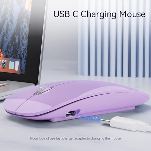 Elevate Your Computing with the Uiosmuph G11 Wireless Mouse – Stylish Purple Slim Design, USB C Rechargeable & Silent Click Technology for Effortless Precision and Comfort on Laptop, Mac, and PC