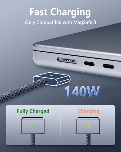 Magnetic USB-C Charging Cable (2 m) – Midnight Blue – Fast 3-in-1 Charge for Mac Book Air & Pro – Effortless Magnetic Connection, Durable Design for Ultimate Convenience – Perfect for Home & Office Use