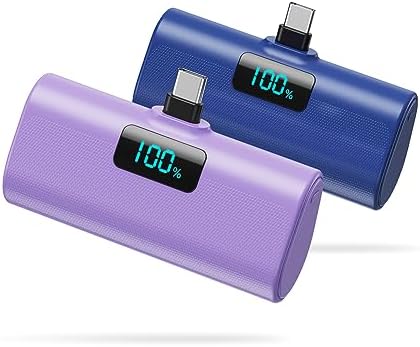 Dual-Pack Portable Power Bank for i Phone 16 Series – 5200 m Ah Fast Charging USB-C Battery Pack with Built-in Connector for i Phone 16/16 Plus/16 Pro/16 Pro Max/15 Series, Samsung & Android Devices – Lightweight Travel Charger for On-the-Go Convenience