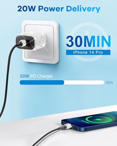 Effortless Power Boost: Bling USB C Wall Charger with 20 W Dual Port Fast Charging Adapter & 3.2 FT Type-C Cable – Universal Compatibility for i Phone 16/15 Pro Max, i Pad, and Samsung Galaxy S23/S22/S21/Note Series – Ultimate On-the-Go Charging Solution for Home & Travel