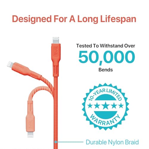 BLACK+DECKER Lightning to USB Charging Cable – Ultra-Fast Charge & Data Sync for All Apple Devices – Durable Braided Construction, Lightweight & Travel-Ready – Versatile Lengths & Color Options, Including Convenient 3 ft Length