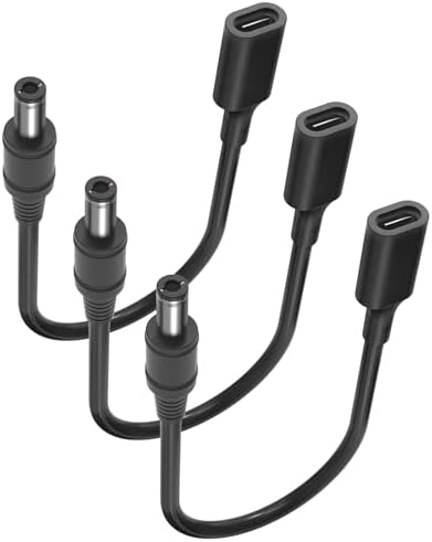 USB-C to 5.5mm x 2.1mm Barrel Jack Cable for Power Tool Chargers and Printers, USB-C Female Input to DC 5.5×2.1mm Power Cable, 100cm, Black (3 Pack) – Enhanced Compatibility and Speed