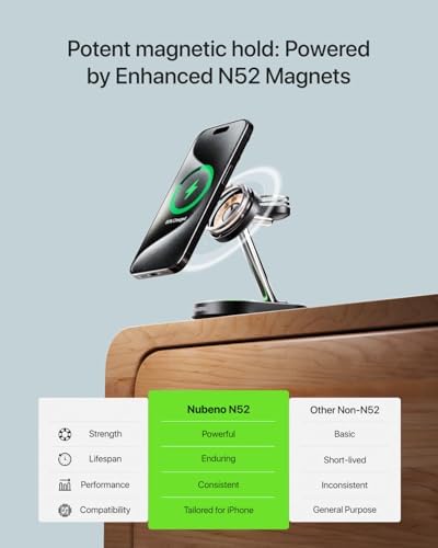Effortless 3-in-1 Fast Charging Station for i Phone 16/16 Pro/16 Pro Max – Magnetic Wireless Charger Stand for i Phone, Apple Watch & Air Pods – Sleek, Compact Design with Mag Safe Technology for Optimal Efficiency and Safety – Perfect for Home, Office, and Travel