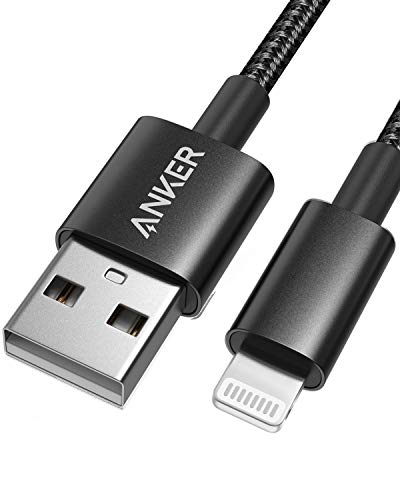 Anker 6 ft Durable Double-Braided Nylon Lightning Cable – Apple MFi Certified for Fast Charging and Data Transfer with i Phone and i Pad Compatibility – Premium Quality Accessory for Reliable Performance (Black)